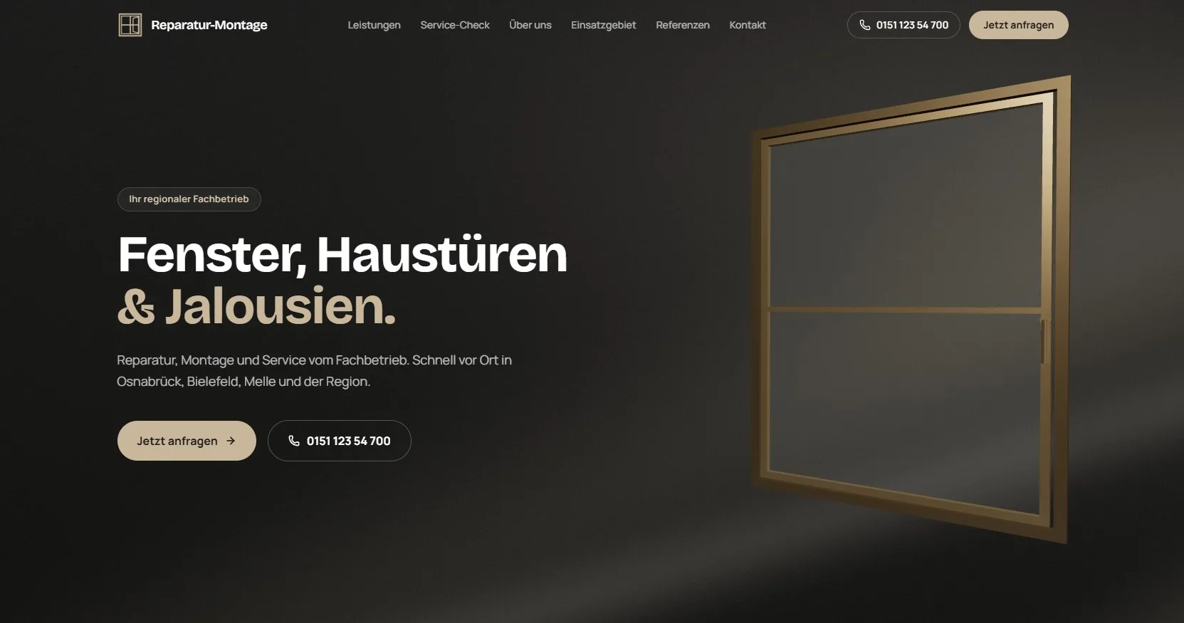 Startseite der von Winlor Media gestalteten Website für Reparatur-Montage